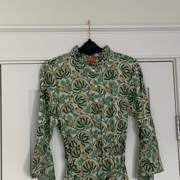 Oliphant Green and Cream Long Sleeve Dress - Picture 6 of 7